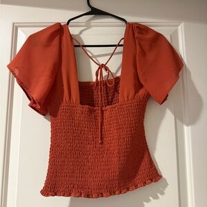 Abercrombie & Fitch Terracotta Smocked Blouse Size S